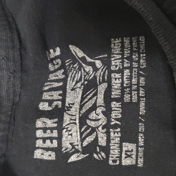 Beer Savage crewneck T-Shirt Men's xl Black 100% Cotton preowned - Picture 8 of 8